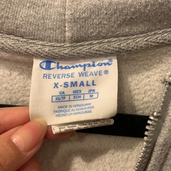 Champion Collegiate Embroidered Logo Grey Hoodie Zip Up XSmall - Picture 3 of 6